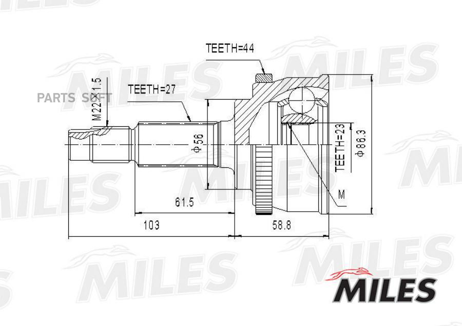 

MILES ШРУС наружный NISSAN PRIMERA 1.8 97-01 (GSP 841189) GA20318 1шт