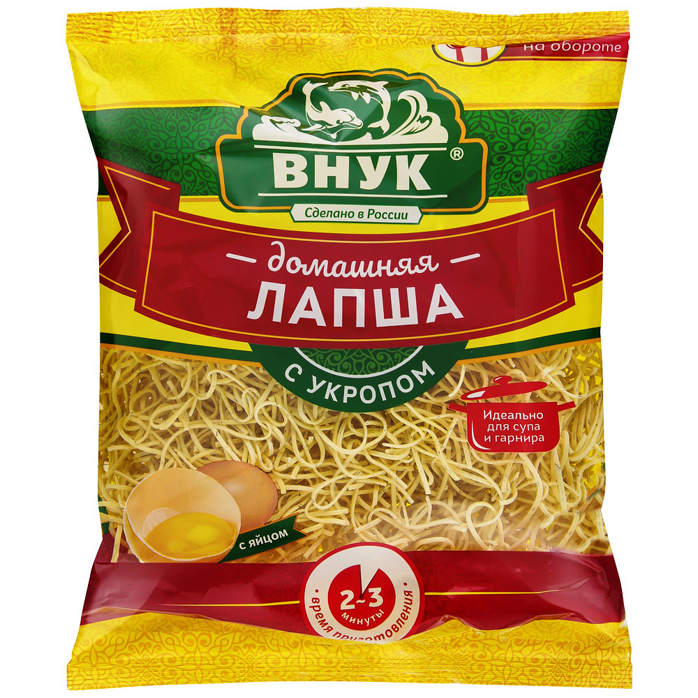 

Макаронные изделия ВНУК Лапша домашняя с укропом 200 г