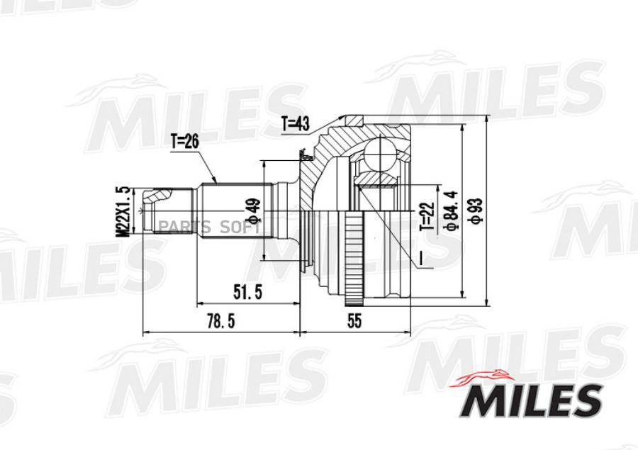 

MILES ШРУС наружный ROVER 200/25 1.1-1.8 95- (с ABS) (GKN 303480) GA20406 1шт