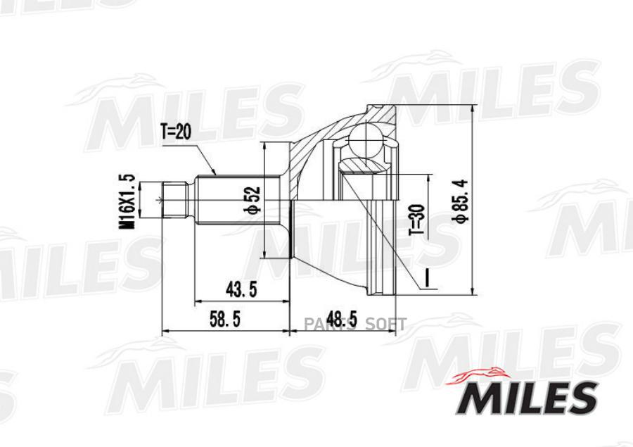 

MILES ШРУС наружный SKODA FABIA 1.0-1.9D 99-08 (GKN 303555) GA20413 1шт