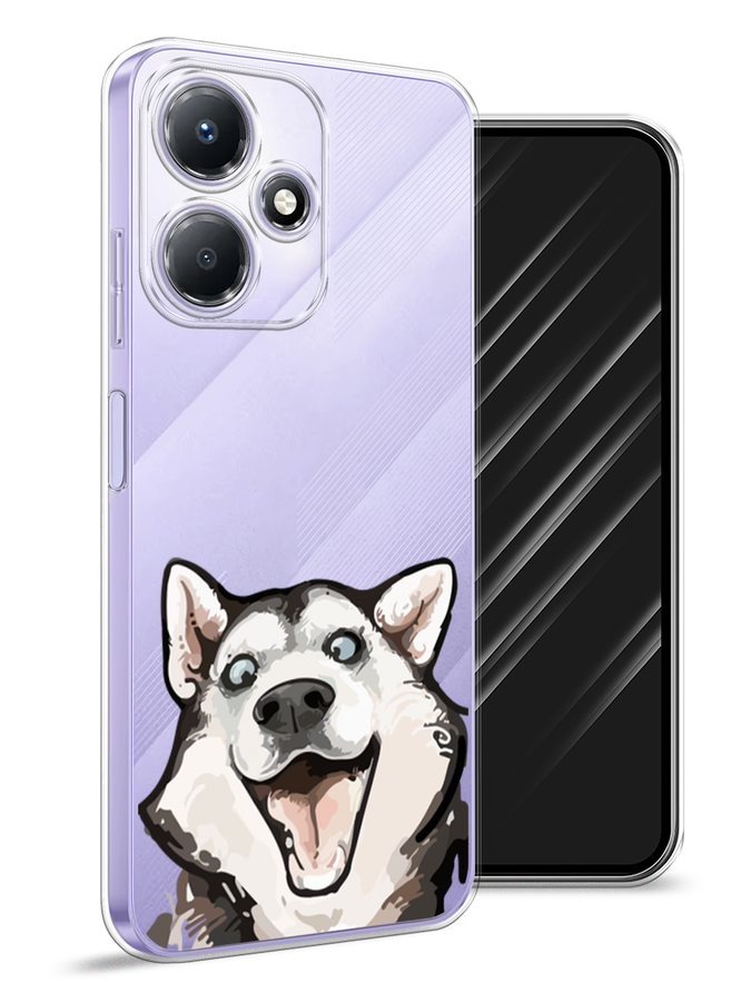 

Чехол Awog для Infinix Hot 30 Play "Радостный хаски", Белый;голубой;черный, 3104250-1