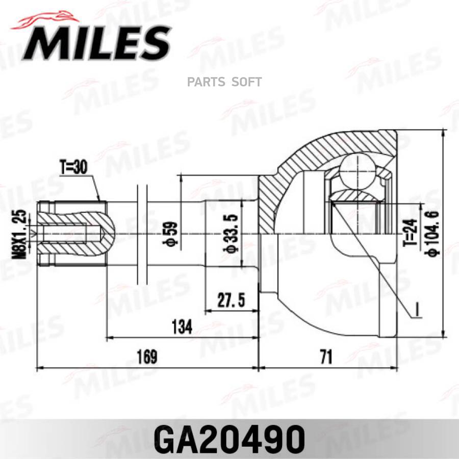 

MILES ШРУС наружный TOYOTA LAND CRUISER 80 4.2-4.5 90-97 (GKN 303318) GA20490 1шт
