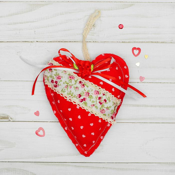 фото Мягкая игрушка-подвеска «сердце», с цветочком, виды микс nobrand