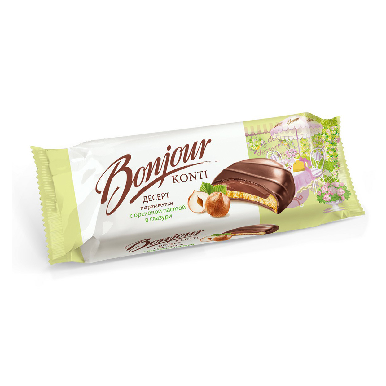 

Десерт Konti Bonjour тарталетки с ореховой пастой в глазури 200 г