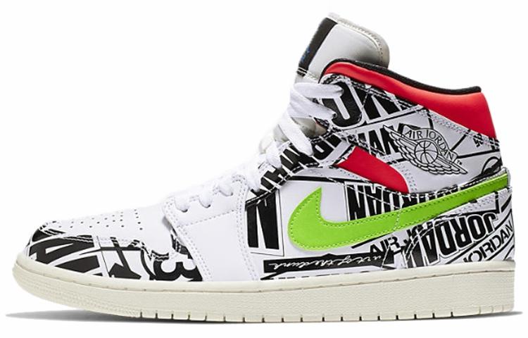 

Кеды унисекс Jordan Air Jordan 1 Mid All Over Logos разноцветные 46 EU, Разноцветный, Air Jordan 1 Mid All Over Logos