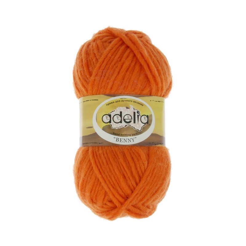 

Adelia Benny, шерсть, 5х100 г, 96 м, цвет 757 оранжевый
