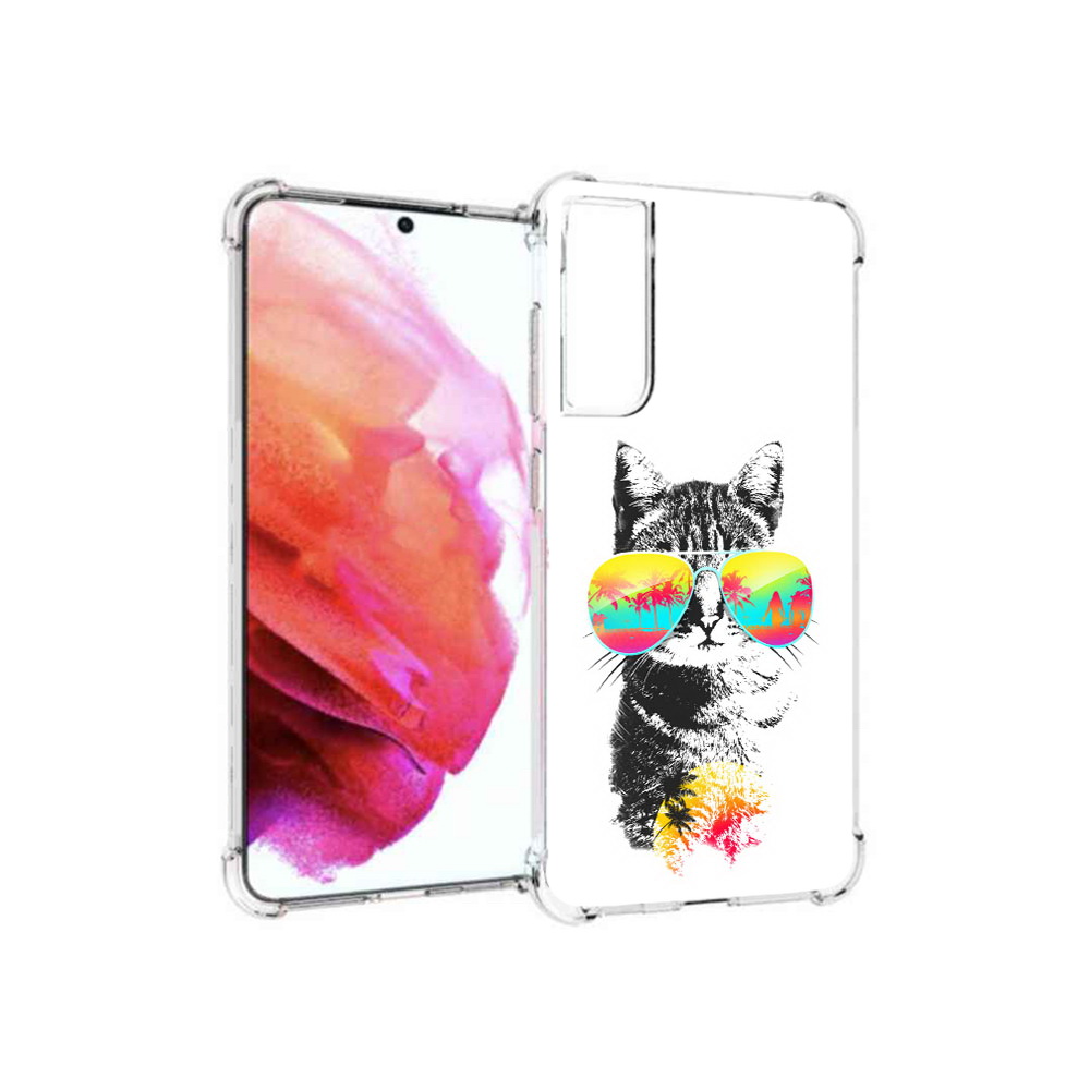 

Чехол MyPads Tocco для Samsung Galaxy S21 FE крутой кот, Прозрачный, Tocco