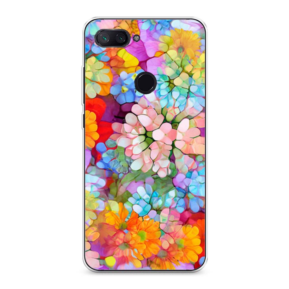 

Чехол на Xiaomi Mi 8 Lite (Youth Edition) "Цветы витраж", Оранжевый;розовый;голубой, 34550-3