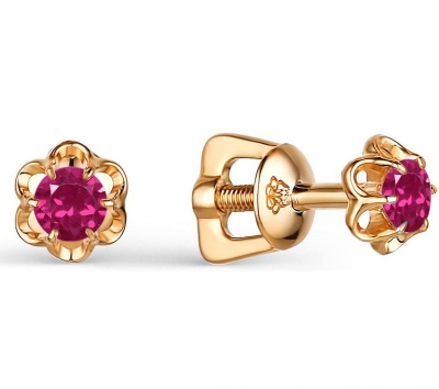 

Серьги с 2 рубинами из красного золота Алкор 24101-103, 24101-103