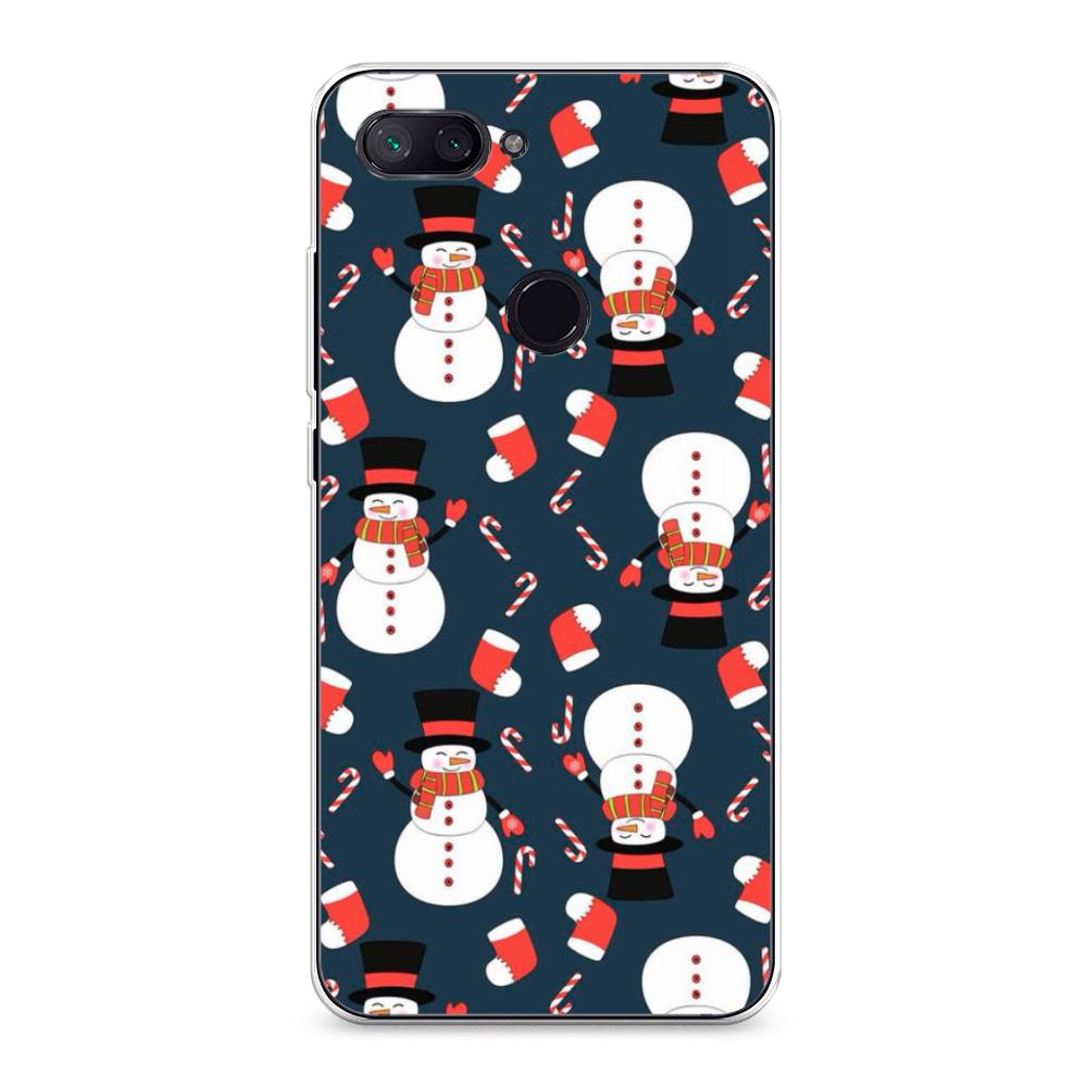 

Чехол на Xiaomi Mi 8 Lite (Youth Edition) "Синие снеговики", Синий;белый;красный, 34550-5