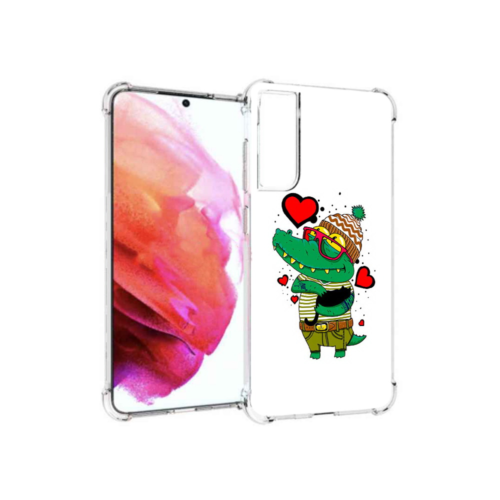 

Чехол MyPads Tocco для Samsung Galaxy S21 FE Влюбленный крокодил, Прозрачный, Tocco