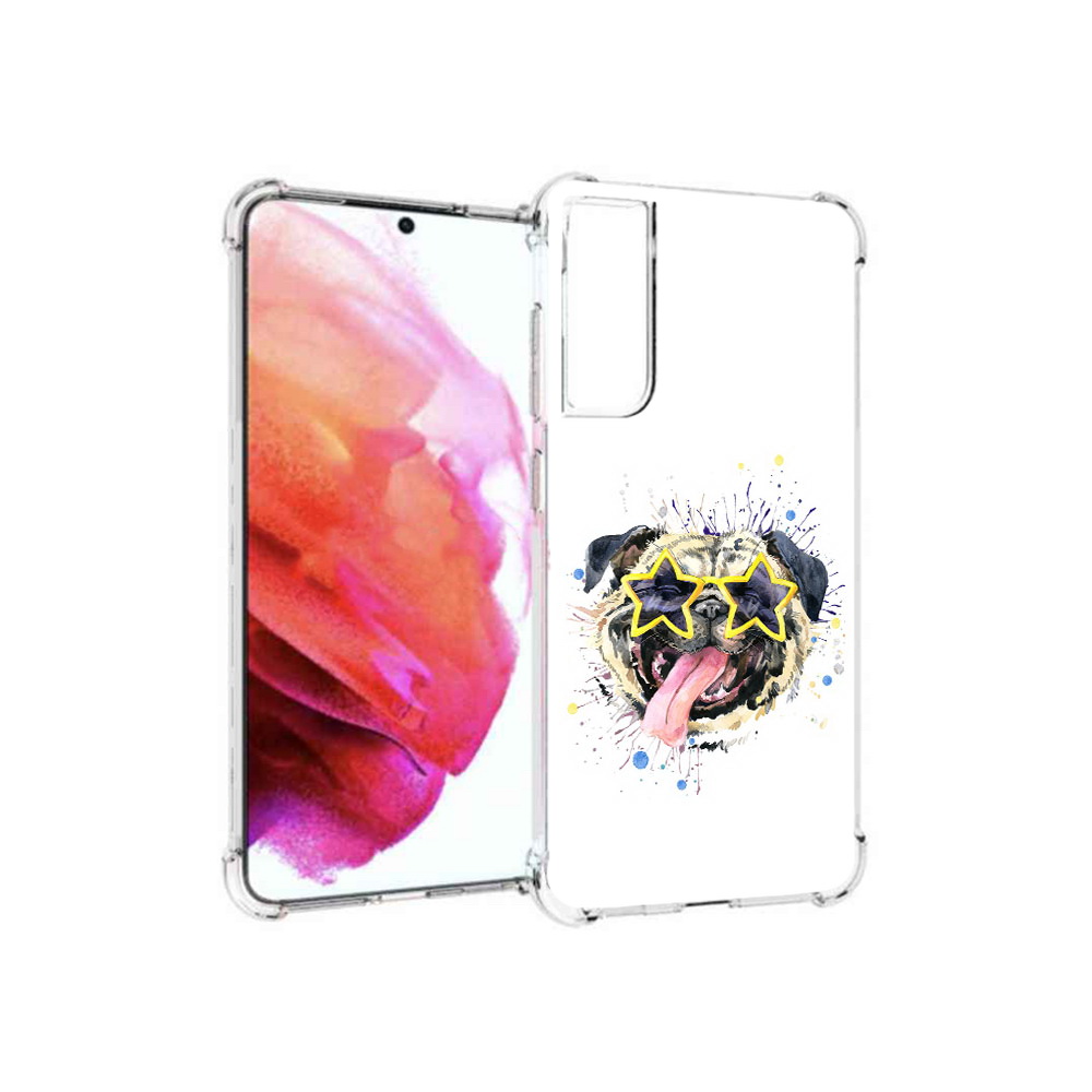 

Чехол MyPads Tocco для Samsung Galaxy S21 FE мопс боксер, Прозрачный, Tocco