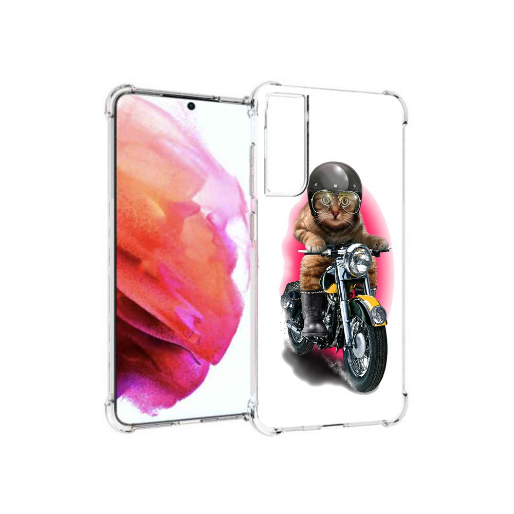 

Чехол MyPads Tocco для Samsung Galaxy S21 FE мото-кот, Прозрачный, Tocco
