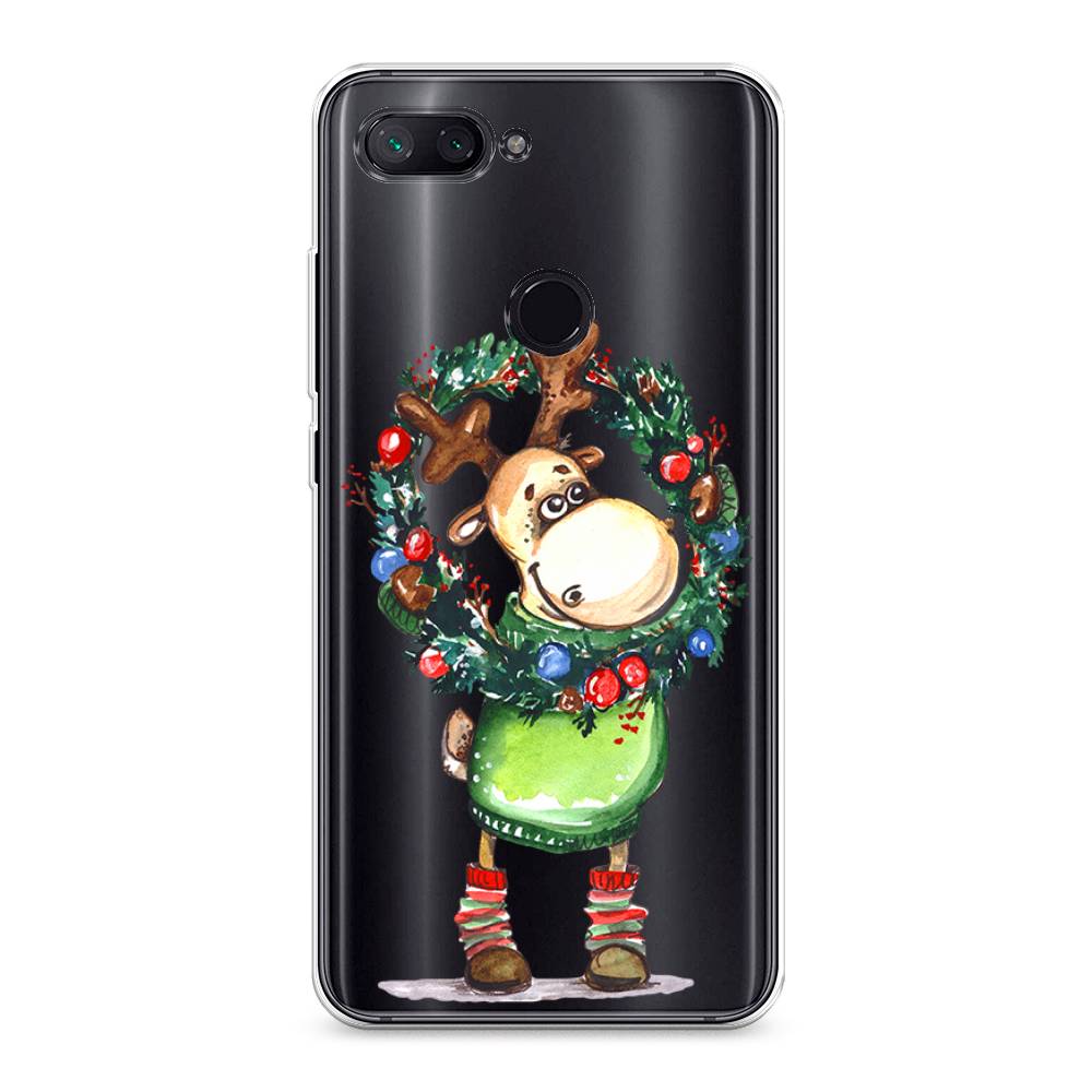 

Чехол на Xiaomi Mi 8 Lite (Youth Edition) "Олень с новогодним венком", 34550-4