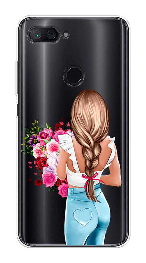 

Чехол на Xiaomi Mi 8 Lite (Youth Edition) "Девушка с цветами", Коричневый;розовый;голубой, 34550-6