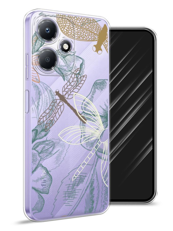 

Чехол Awog для Infinix Hot 30 Play "Тени стрекоз", Коричневый;зеленый;белый, 3104250-8