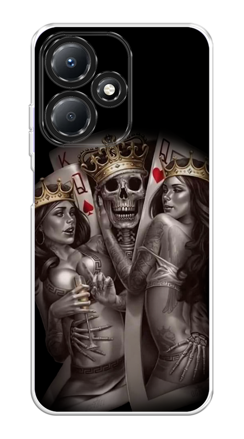 

Чехол на Infinix Hot 30 Play "Карты король и королевы", Серый;желтый, 3104250-6
