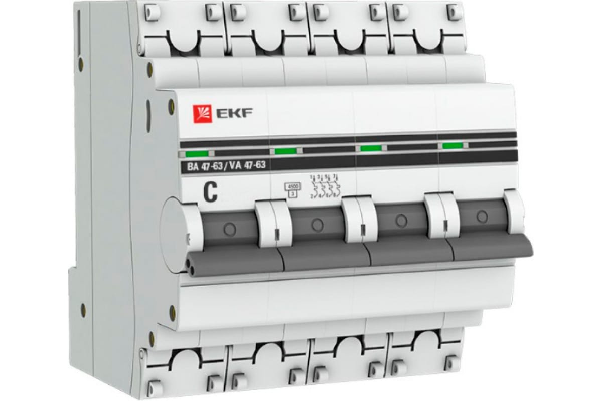фото Автоматический выключатель ekf proxima ва 47-63, 4p, 50а, c, 4,5ka, sq mcb4763-4-50c-pro