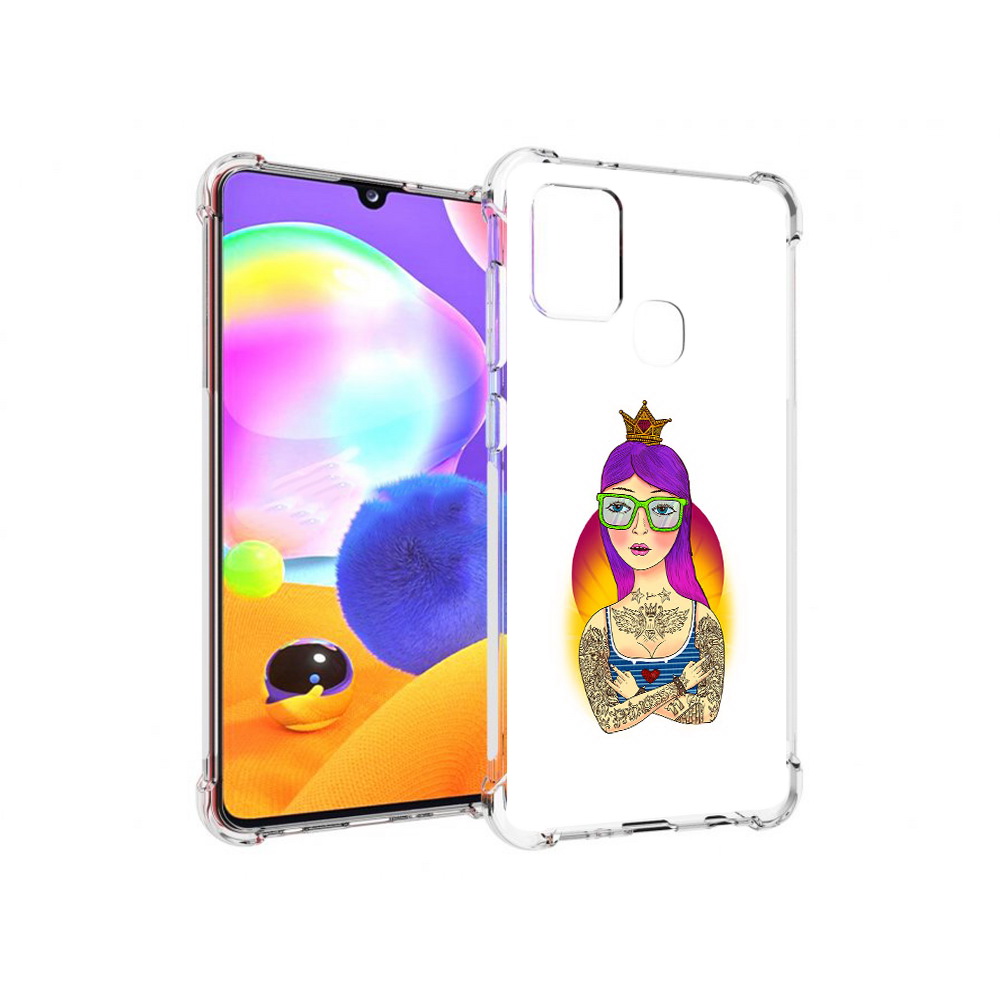 

Чехол MyPads Tocco для Samsung Galaxy A21s девушка в татуировках с короной, Прозрачный, Tocco