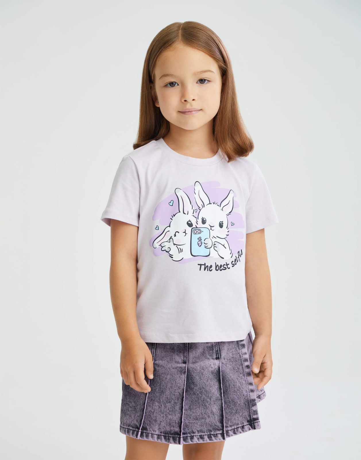 

Футболка для девочки Gloria Jeans GKT026296 сиреневый 4-5л/110, Фиолетовый, GKT026296