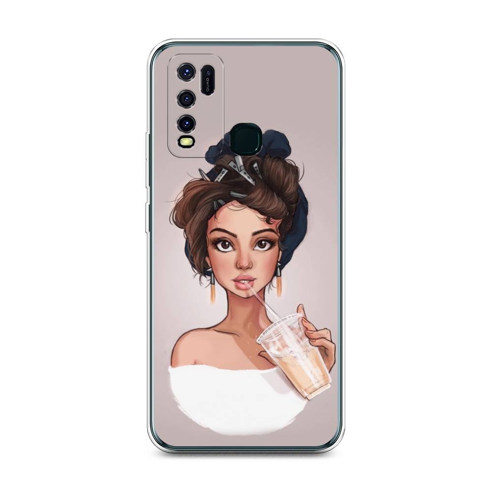

Чехол для Vivo Y30/Y50 "Девушка с фраппе", Серый, 263150-6