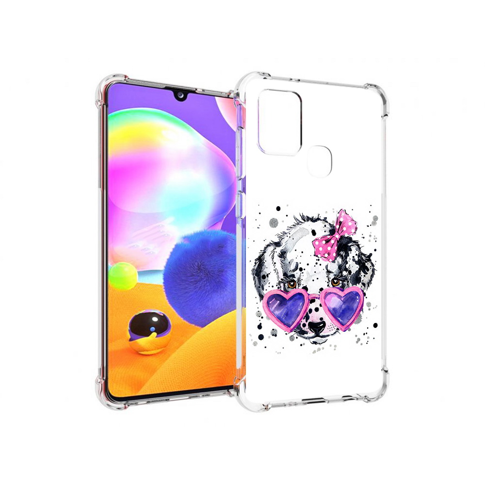 

Чехол MyPads Tocco для Samsung Galaxy A21s долматинец в очках (PT149116.528.337), Прозрачный, Tocco