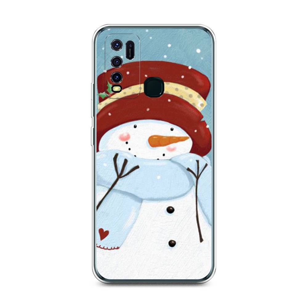 

Чехол для Vivo Y30/Y50 "Застенчивый снеговик", Голубой;белый;красный, 263150-5