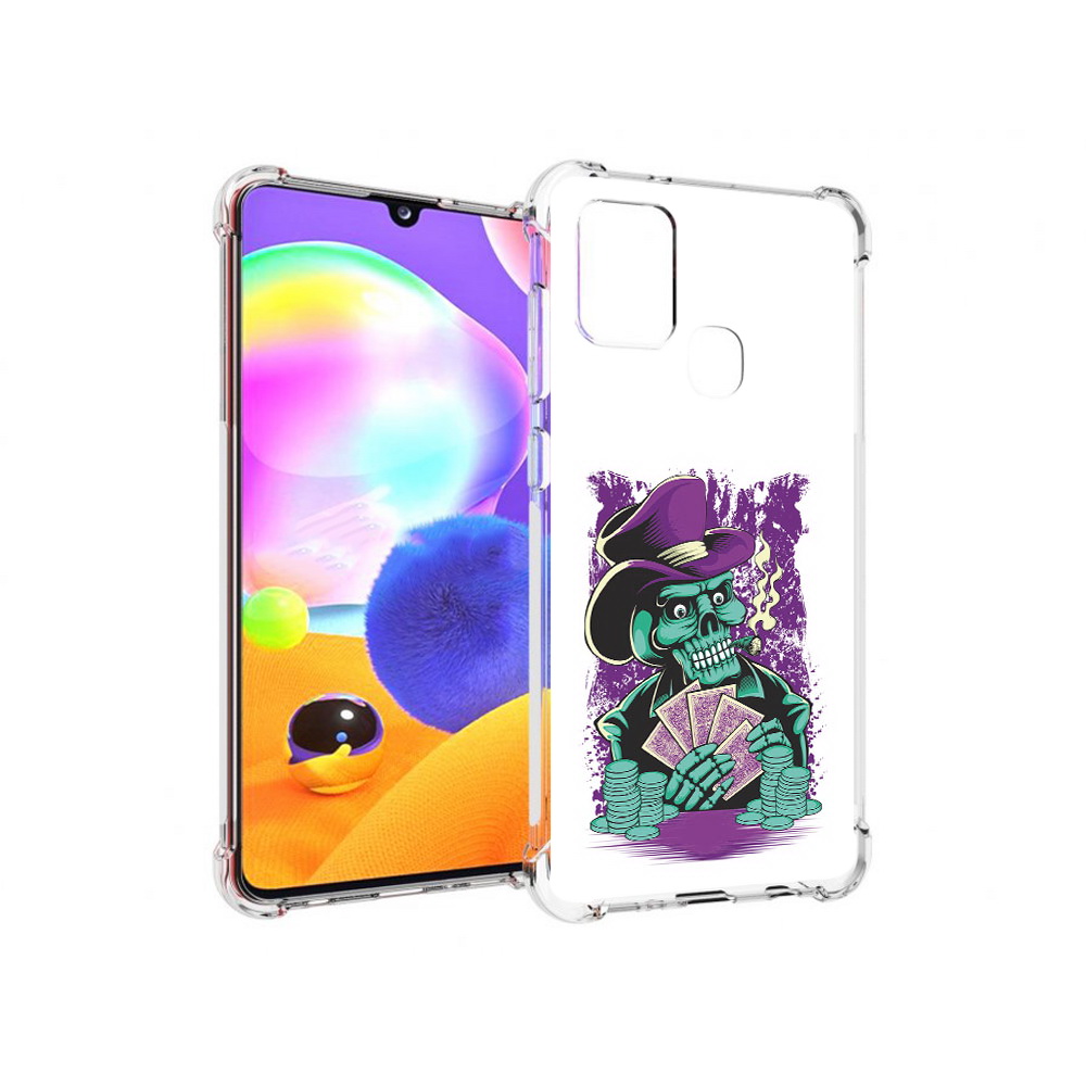 

Чехол MyPads Tocco для Samsung Galaxy A21s зеленый череп с картами (PT149116.528.361), Прозрачный, Tocco