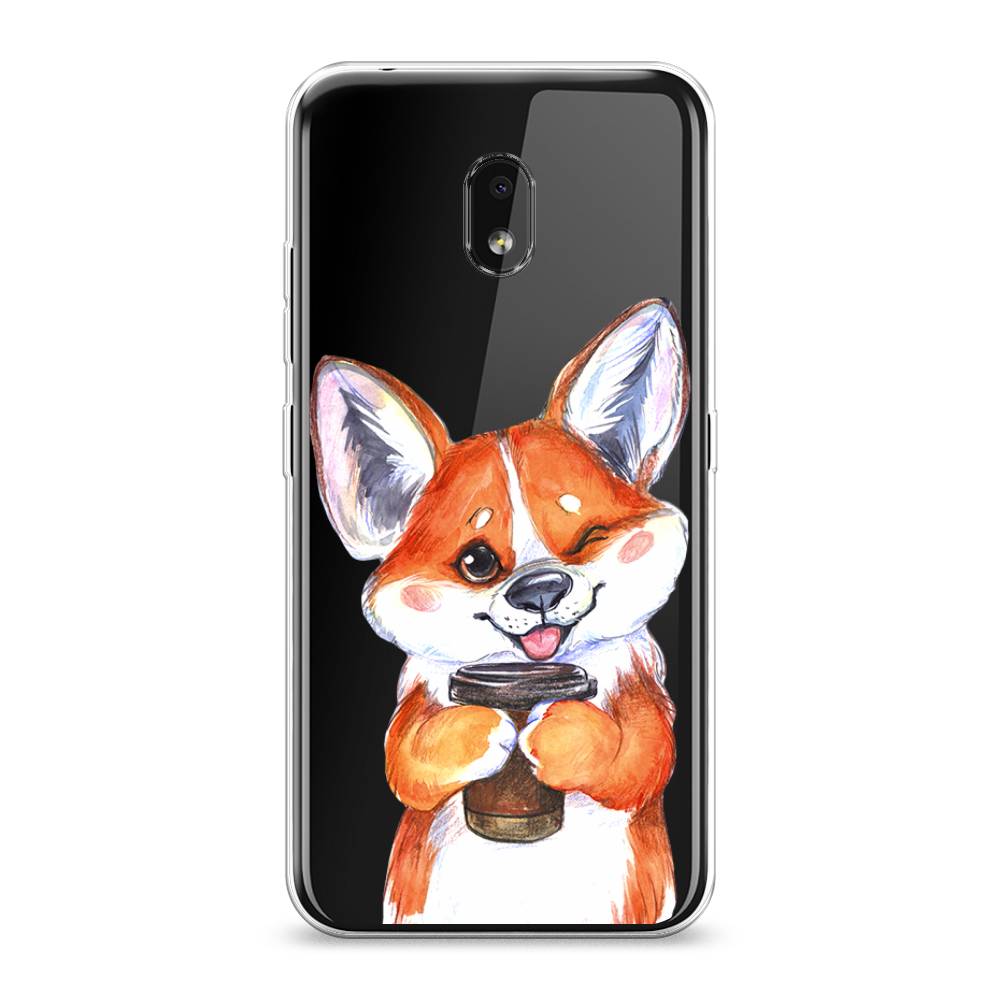 

Чехол на Nokia 2.2 "Корги с кофе", Оранжевый;белый, 122950-4