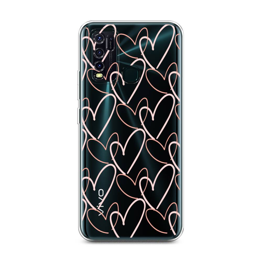 

Чехол для Vivo Y30/Y50 "Узор из сердечек", Розовый;бежевый, 263150-6