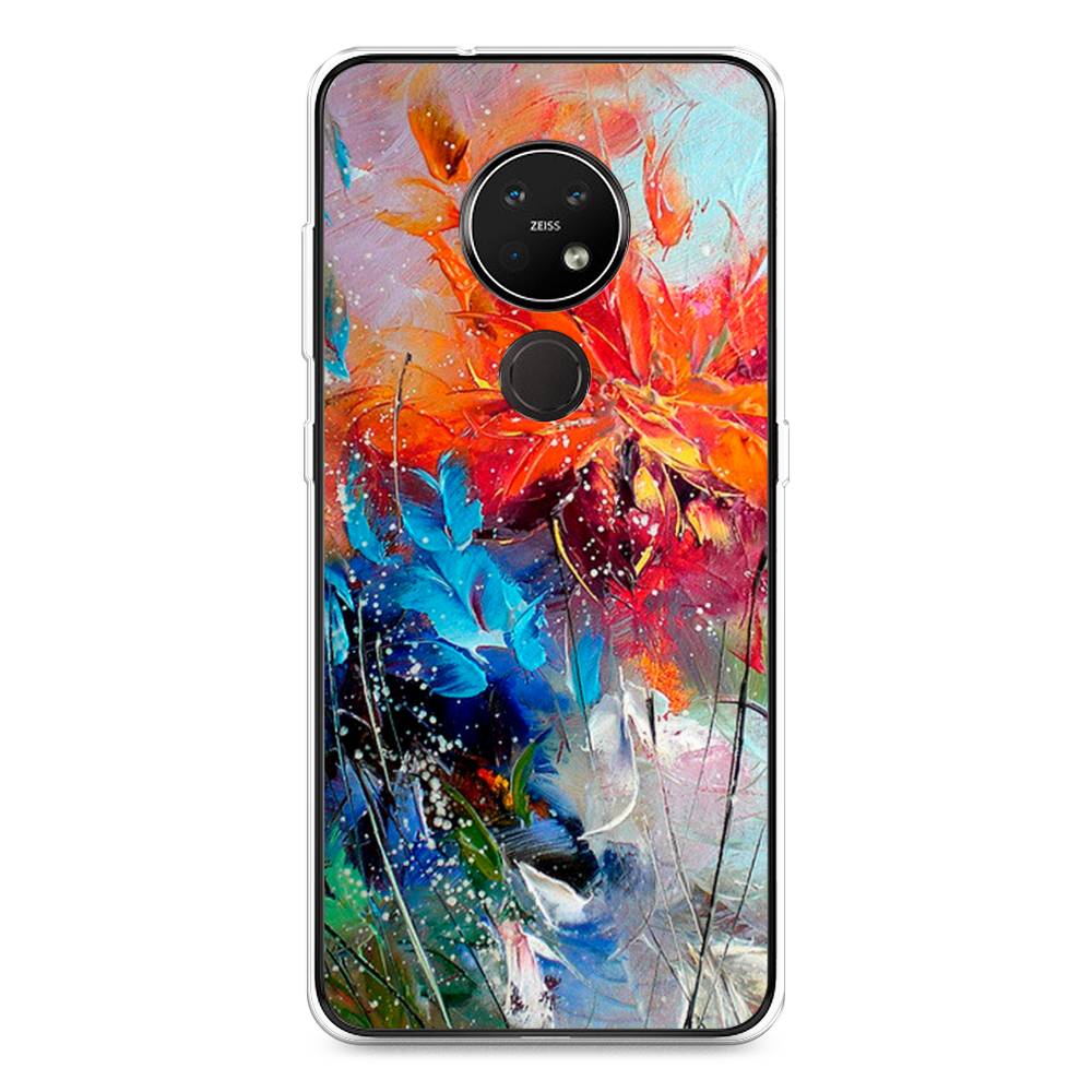 

Чехол на Nokia 7.2 "Абстрактные цветы", Оранжевый;синий, 123150-4