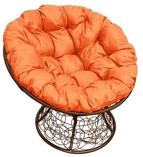 Кресло коричневое M-group Папасан ротанг 12020207 оранжевая подушка