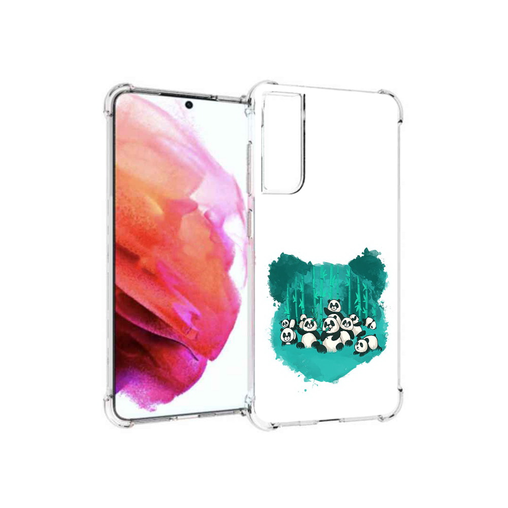 

Чехол MyPads Tocco для Samsung Galaxy S21 FE нарисованные панды, Прозрачный, Tocco
