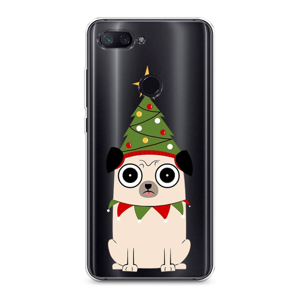 

Чехол на Xiaomi Mi 8 Lite (Youth Edition) "Собачка с ёлочкой", Бежевый;красный;зеленый, 34550-1