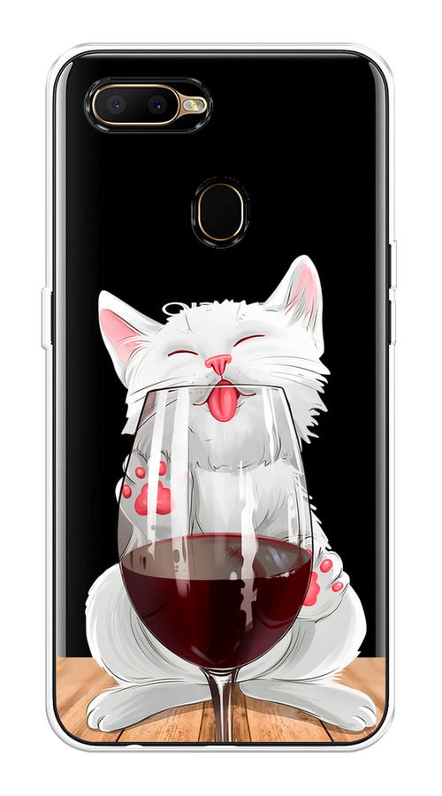 

Чехол на Oppo A5s "Кот с бокалом", Прозрачный;белый;красный, 252350-1