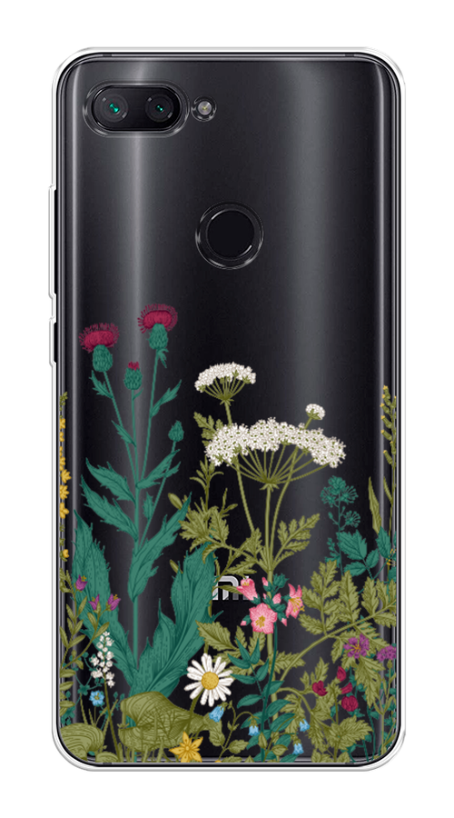 

Чехол на Xiaomi Mi 8 Lite (Youth Edition) "Дикие полевые цветы", Зеленый;розовый;белый, 34550-2