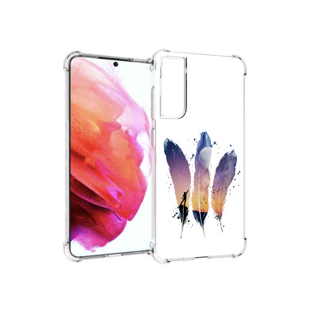 

Чехол MyPads Tocco для Samsung Galaxy S21 FE небесные перья, Прозрачный, Tocco