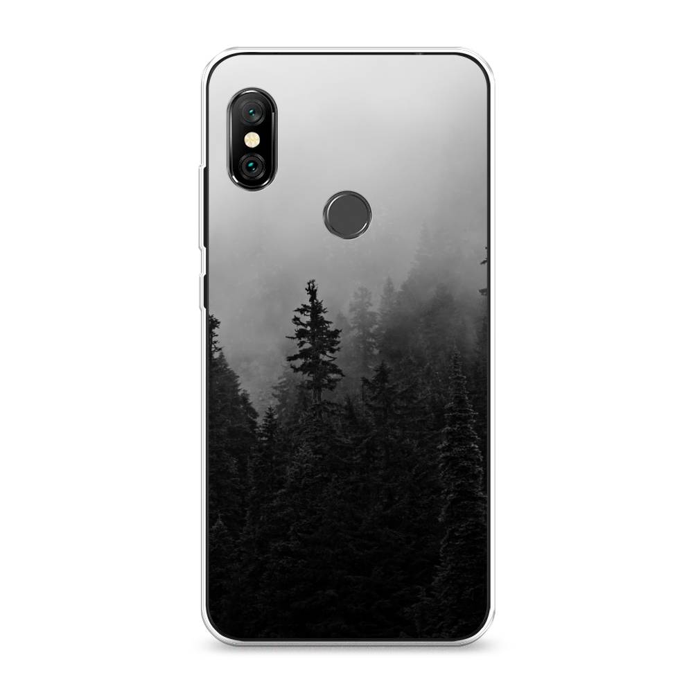 

Чехол на Xiaomi Redmi Note 6 Pro "Туманный лес", Серый;черный, 34650-2