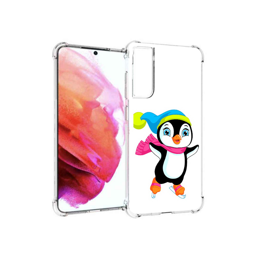 

Чехол MyPads Tocco для Samsung Galaxy S21 FE пингвин на коньках, Прозрачный, Tocco