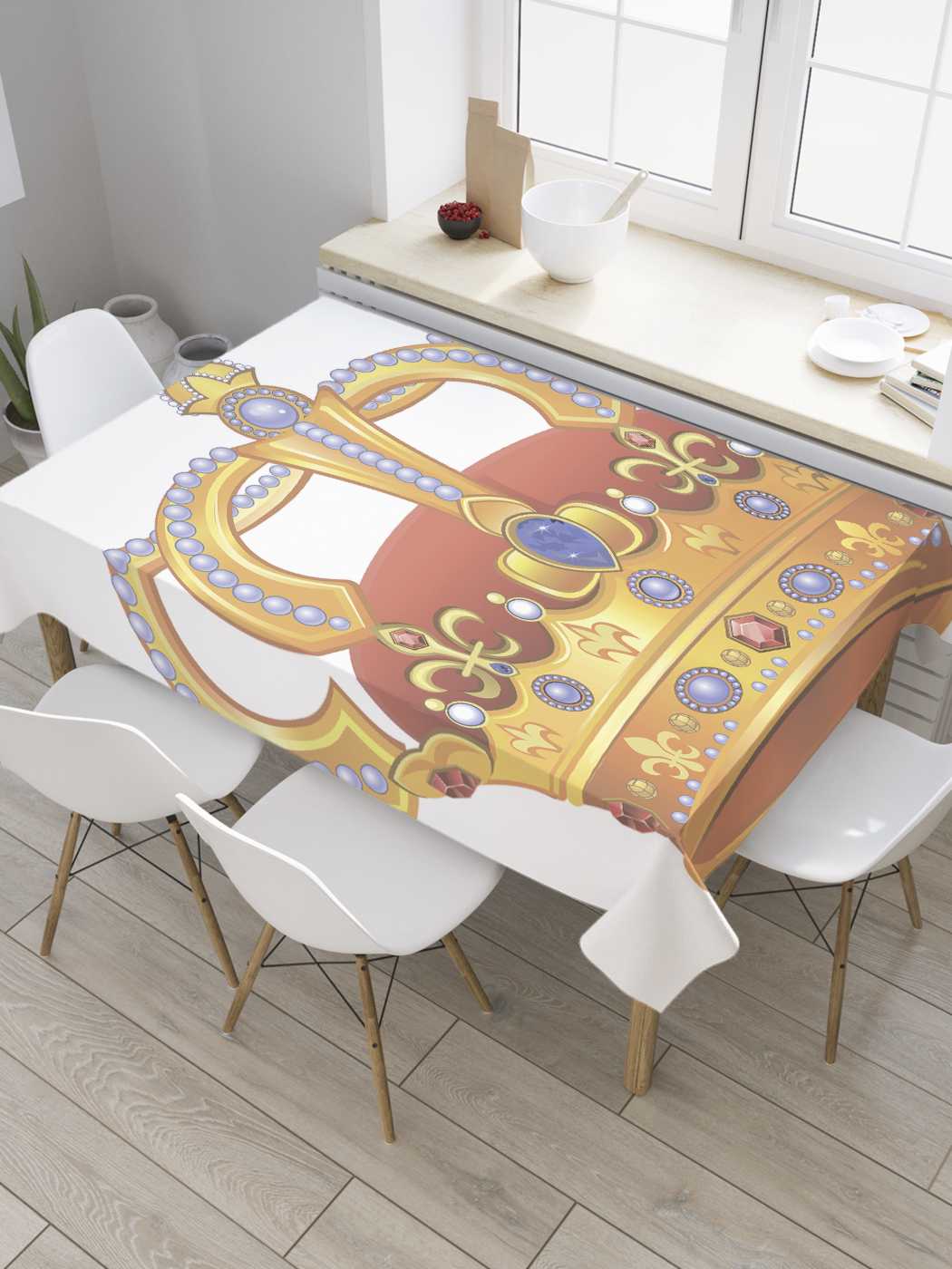 

Скатерть прямоугольная JoyArty "Векторная корона" из сатена, 120x145 см, Золотистый, Векторная корона