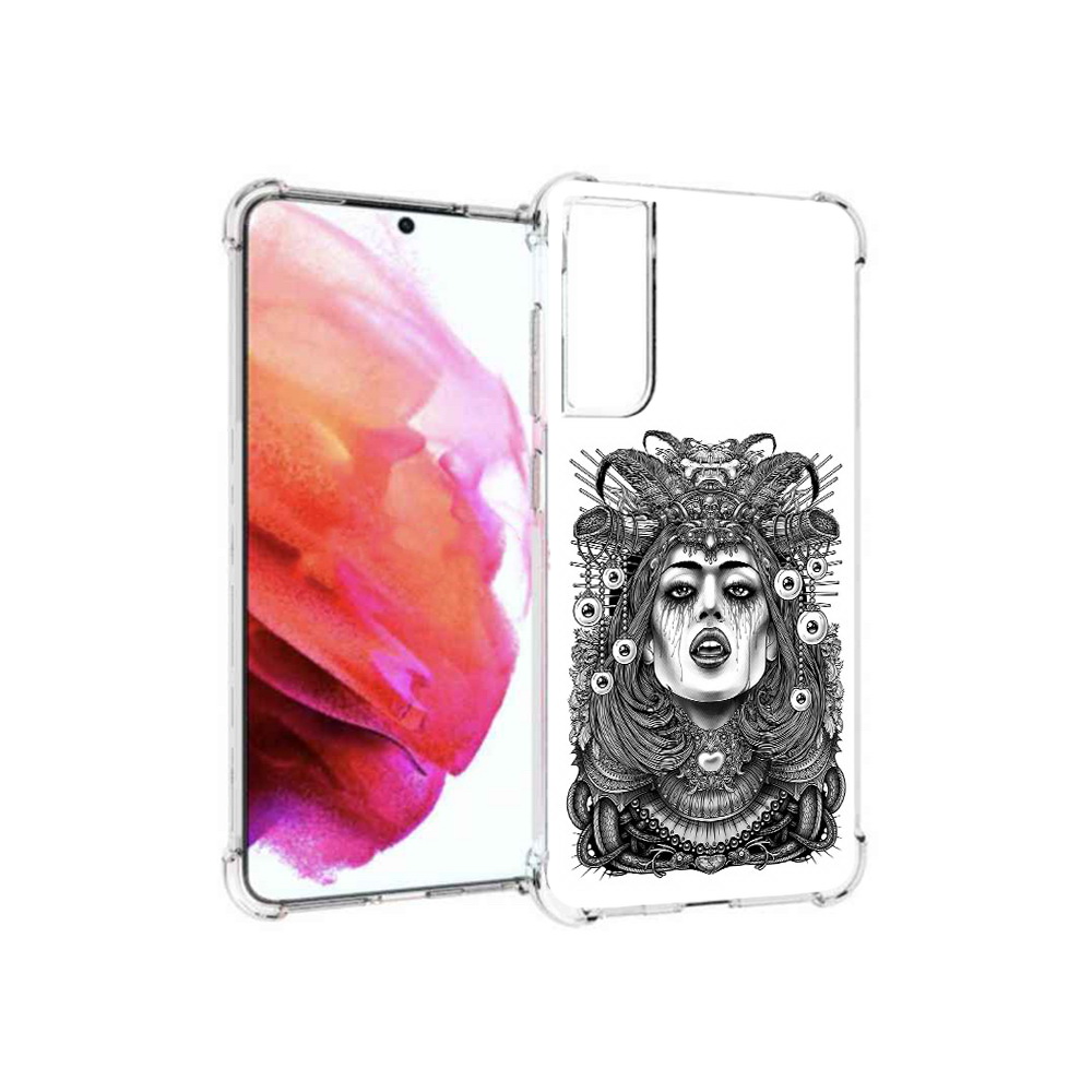 

Чехол MyPads Tocco для Samsung Galaxy S21 FE портрет девушки черно белый, Прозрачный, Tocco