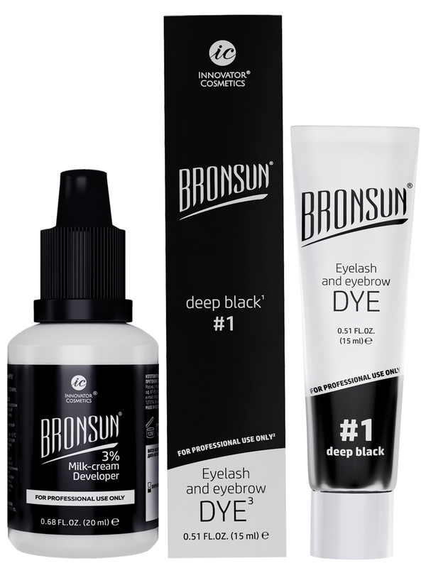 Купить Краска для ресниц и бровей Bronsun 15 мл + оксидант-молочко #1 Чёрный 20 мл, Innovator Cosmetics
