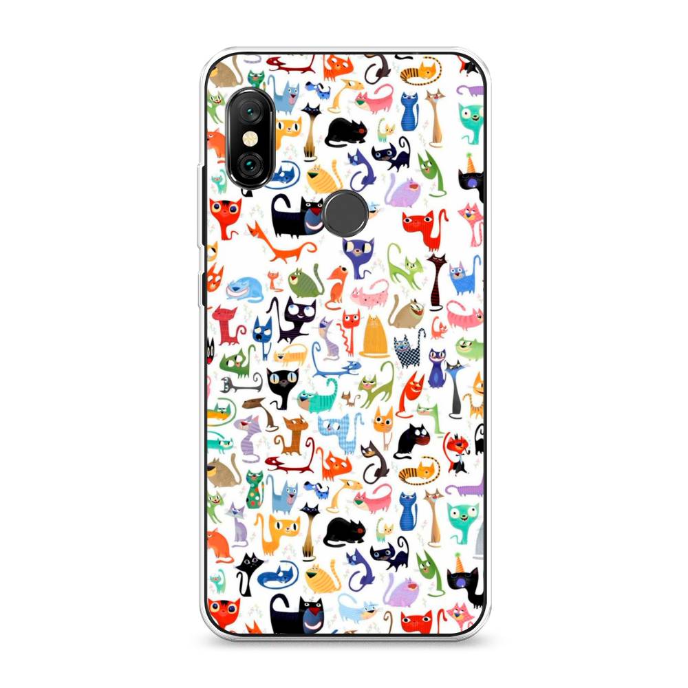 

Чехол на Xiaomi Redmi Note 6 Pro "Цветные коты", Разноцветный, 34650-1