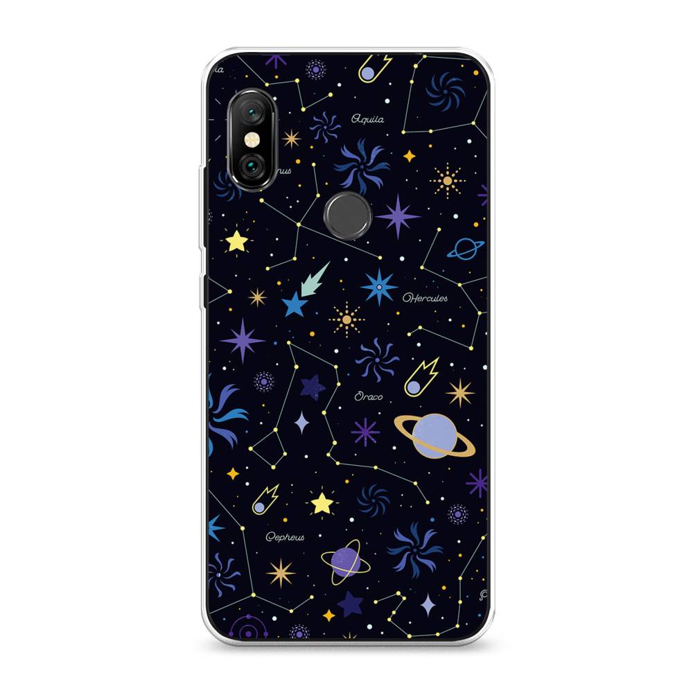 

Чехол на Xiaomi Redmi Note 6 Pro "Цветной космос", Желтый, 34650-2