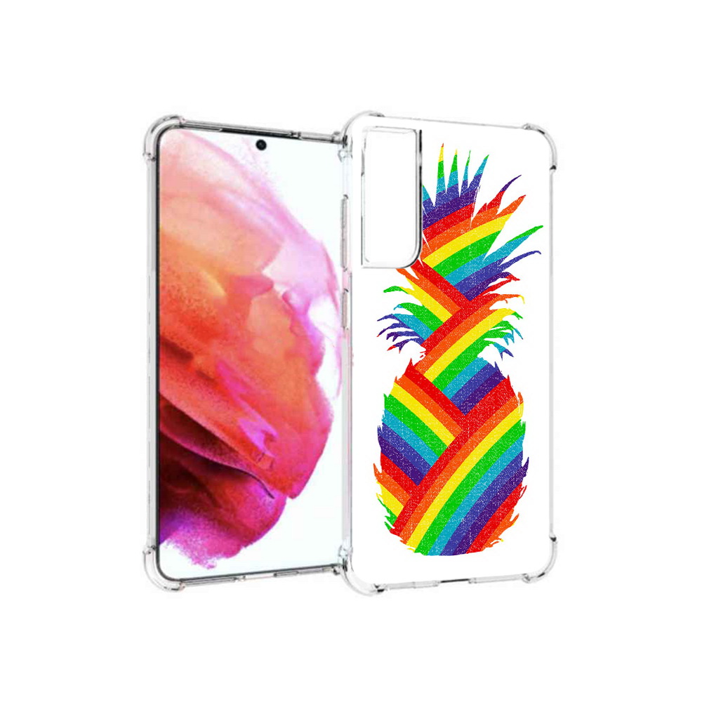 

Чехол MyPads Tocco для Samsung Galaxy S21 FE радужный ананас, Прозрачный, Tocco