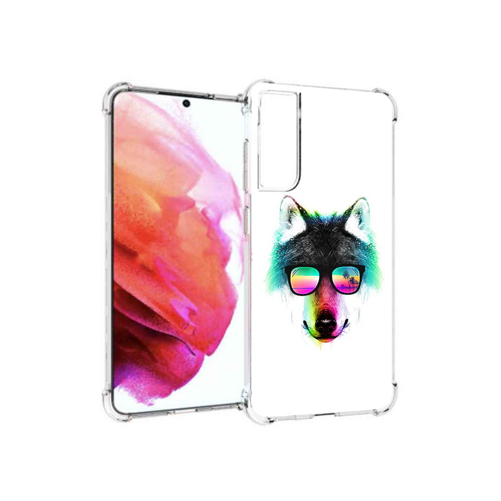 

Чехол MyPads Tocco для Samsung Galaxy S21 FE радужный волк, Прозрачный, Tocco