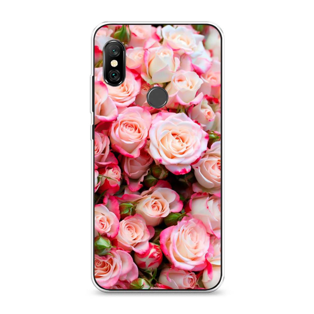 

Чехол на Xiaomi Redmi Note 6 Pro "Много роз", Розовый, 34650-2