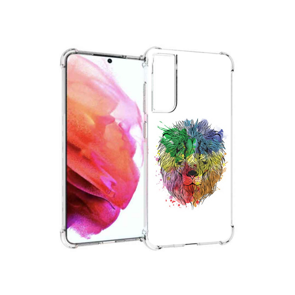 

Чехол MyPads Tocco для Samsung Galaxy S21 FE разноцветный гордый лев, Прозрачный, Tocco