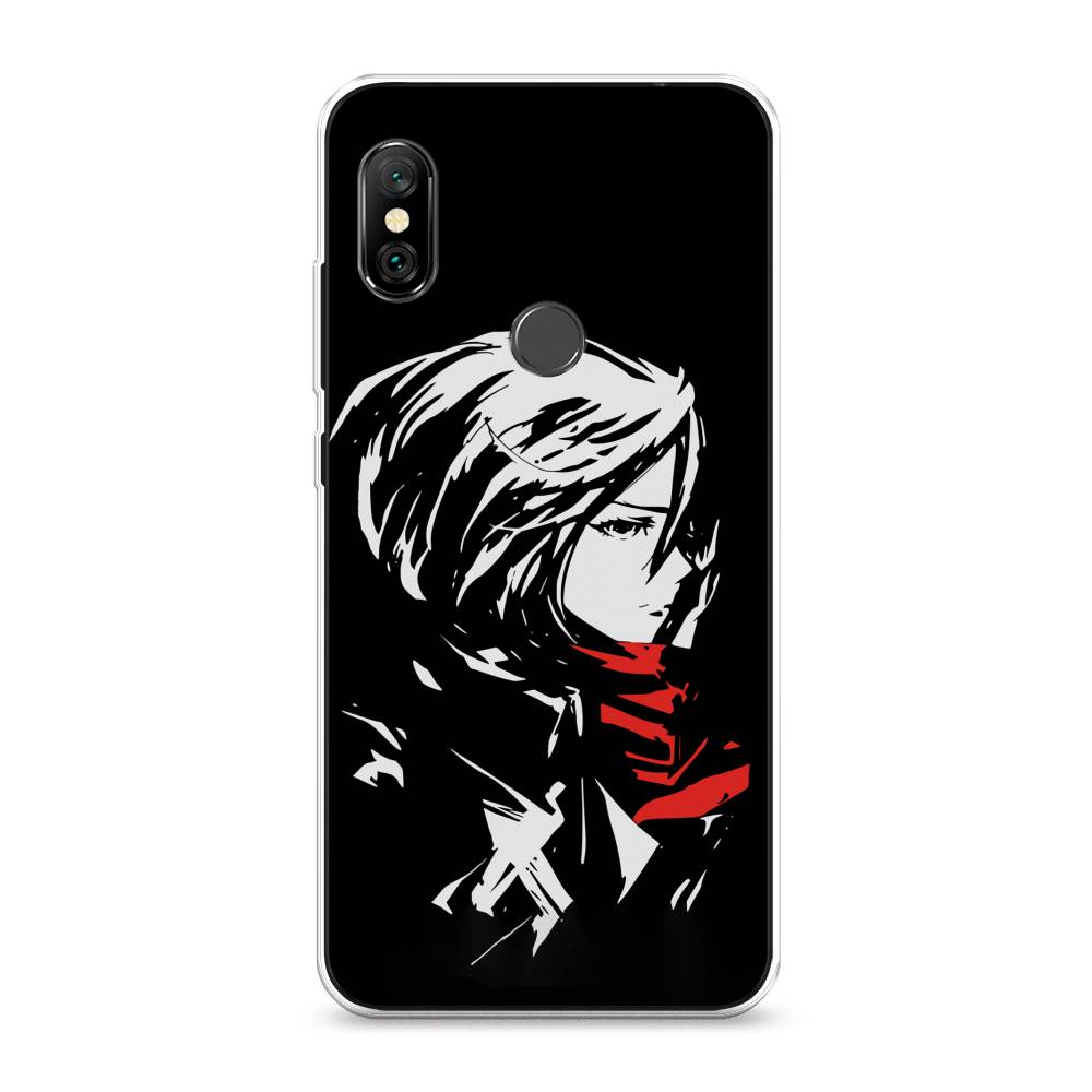 

Чехол на Xiaomi Redmi Note 6 Pro "Микаса минимализм", Черный;серый;красный, 34650-4