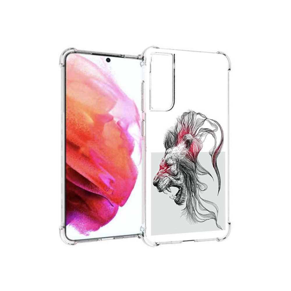 

Чехол MyPads Tocco для Samsung Galaxy S21 FE разъяренный лев, Прозрачный, Tocco